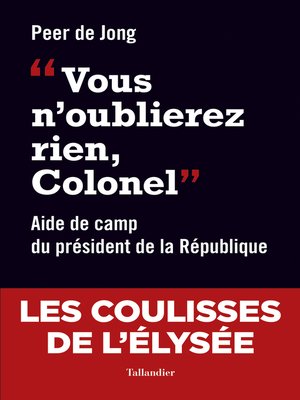cover image of Vous n'oublierez rien, colonel